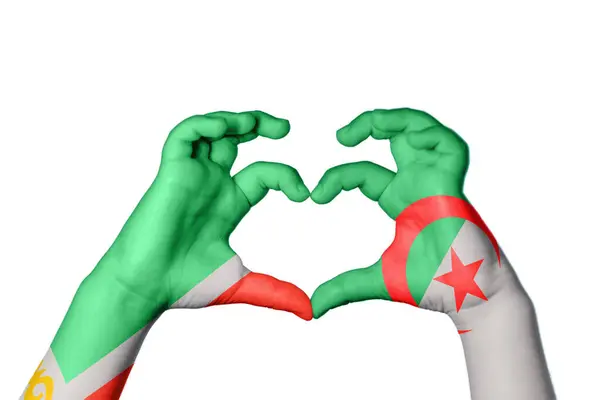 Chechnya Algeria Heart Hand Gesture Making Heart Clipping Path — Stock Photo, Image