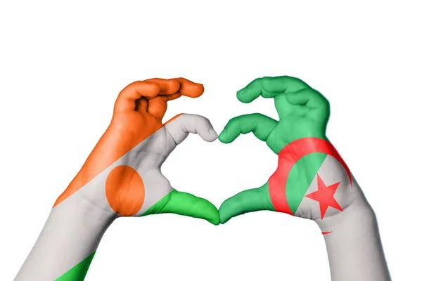 Niger Algeria Heart Hand Gesture Making Heart Clipping Path — Stock Photo, Image