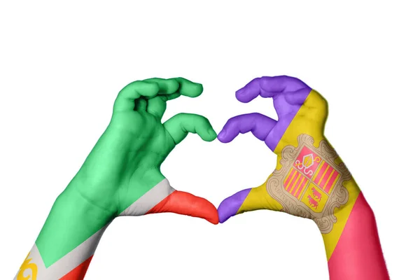 Czeczenia Andora Serce Gest Ręka Robi Serce Ścieżka Clipping — Zdjęcie stockowe