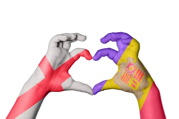 Anglia Andora Heart Ręka Gestem Podejmowania Serca Ścieżka Clipping — Zdjęcie stockowe