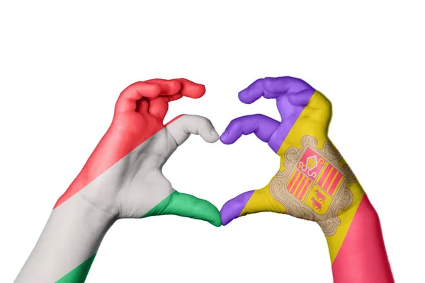 Ungarn Andorra Herz Handbewegung Die Herz Macht Clipping Path — Stockfoto