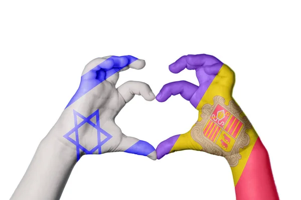 Israel Andorra Heart Hand Gesture Making Heart Clipping Path — Stock Photo, Image