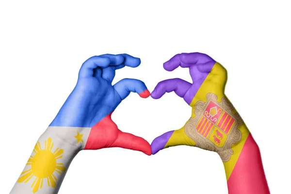Φιλιππίνες Ανδόρα Καρδιά Χέρι Χειρονομία Κάνοντας Καρδιά Ψαλίδισμα Διαδρομή — Φωτογραφία Αρχείου