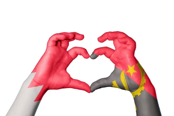 Bahrain Angola Hjärta Hand Gest Att Göra Hjärta Klippbana — Stockfoto
