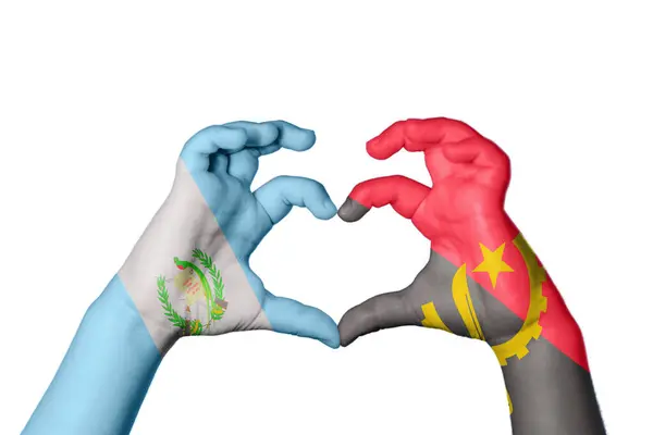 Guatemala Angola Heart Hand Gesture Making Heart Clipping Path — Stock Photo, Image