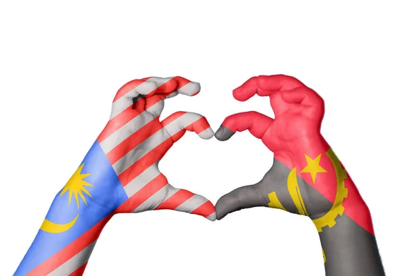 Малайзия Ангола Сердце Жест Руки Делает Сердце Клиппинг Путь — стоковое фото