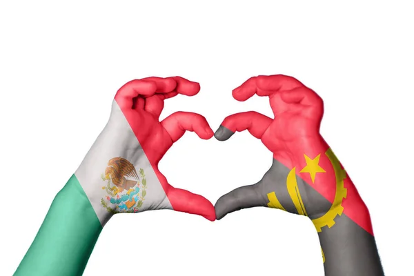 Мексика Ангола Серце Жест Рук Робить Серце Відсікаючи Шлях — стокове фото