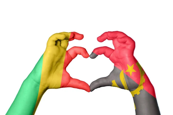 Republic Congo Angola Heart Hand Gesture Making Heart Clipping Path — Stock fotografie
