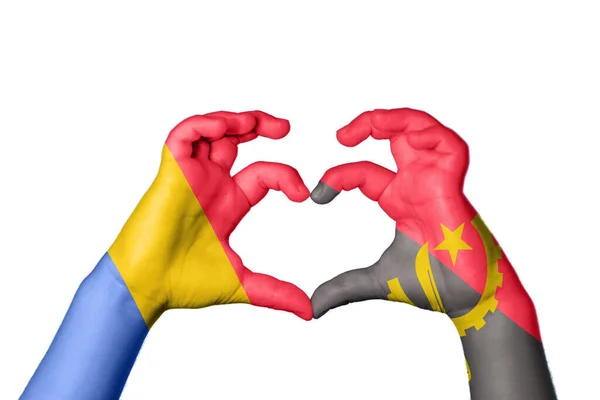 Romanya Angola Kalbi Hareketi Kalp Yaptı Kırpma Yolu — Stok fotoğraf