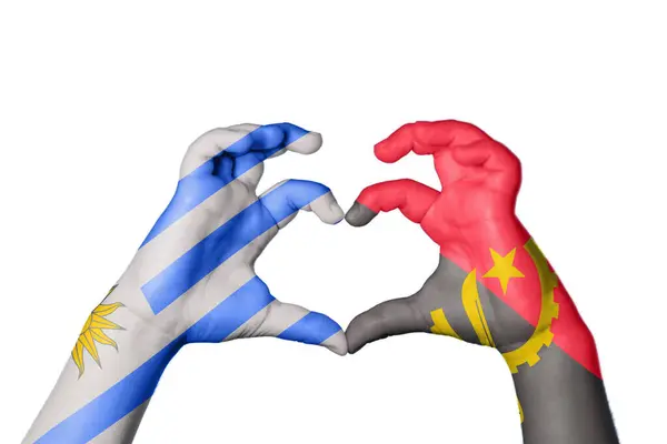Uruguay Angola Kalbi Hareketi Kalp Yapma Kırpma Yolu — Stok fotoğraf