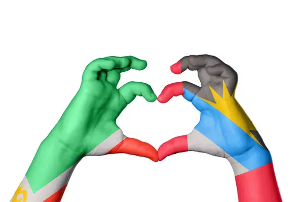 Čečensko Antigua Barbuda Heart Ruční Gesto Srdce Střihací Stezka — Stock fotografie
