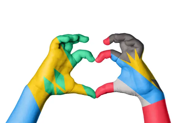 Saint Vincent Und Die Grenadinen Antigua Und Barbuda Heart Handgeste — Stockfoto