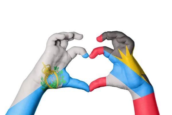 San Marino Antigua Barbuda Heart Hareketi Kalp Yapma Kırpma Yolu — Stok fotoğraf