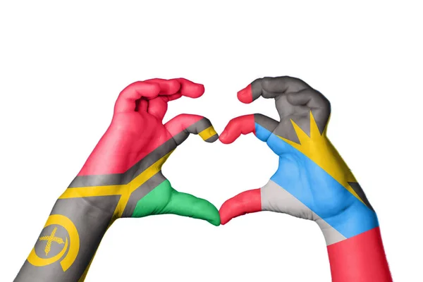 Vanuatu Antigua Barbuda Hart Hand Gebaar Maken Hart Knippen Pad — Stockfoto