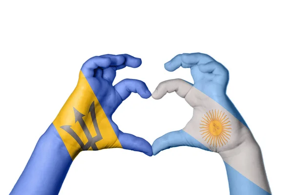 巴巴多斯阿根廷心 手手势造心 收割之路 — 图库照片