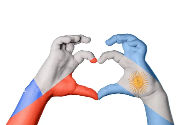Chile Argentina Heart Hand Gesture Making Heart Clipping Path — Stock Photo, Image