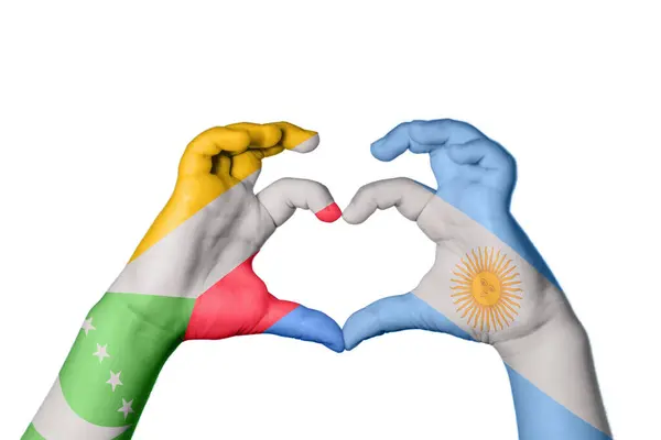 Коморские Острова Аргентина Сердце Жест Руки Делает Сердце Клиппинг Путь — стоковое фото