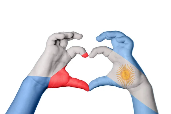 捷克共和国阿根廷心 手手势造心 收割之路 — 图库照片