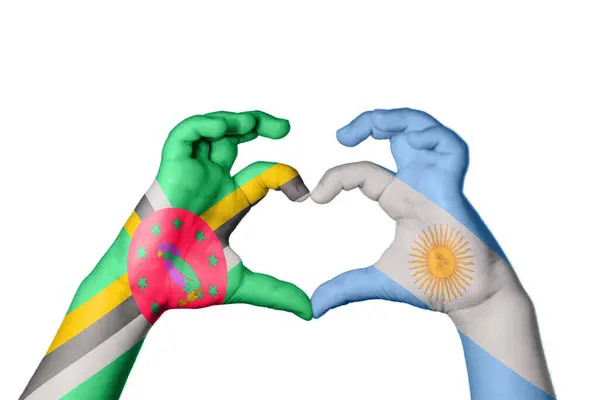 Dominika Argentina Srdce Ruční Gesto Dělat Srdce Ořezávání Cesta — Stock fotografie