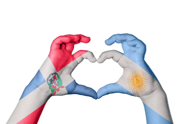 Δομινικανή Δημοκρατία Argentina Heart Χέρι Χειρονομία Κάνοντας Καρδιά Ψαλιδίζοντας Διαδρομή — Φωτογραφία Αρχείου