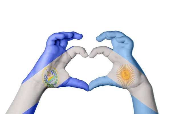 Сальвадор Аргентина Сердце Жест Рукой Делает Сердце Клиппинг Путь — стоковое фото