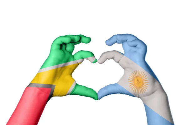 Гайана Аргентина Сердце Жест Руки Делает Сердце Клиппинг Путь — стоковое фото