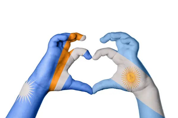 Marshall Islands Argentina Heart Hand Gesture Making Heart Clipping Path — 图库照片