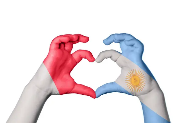 Malta Argentina Heart Hand Gesture Making Heart Clipping Path — Stock Photo, Image