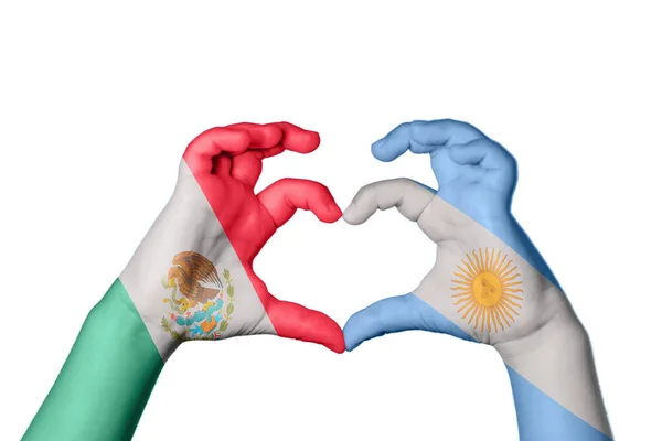 Мексика Аргентина Серце Жест Рук Робить Серце Відсікаючи Шлях — стокове фото