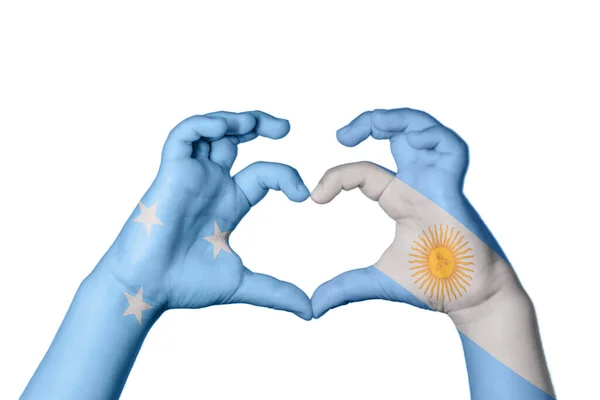 미크로네시아 아르헨티나 심장을 만드는 제스처 클리핑 — 스톡 사진