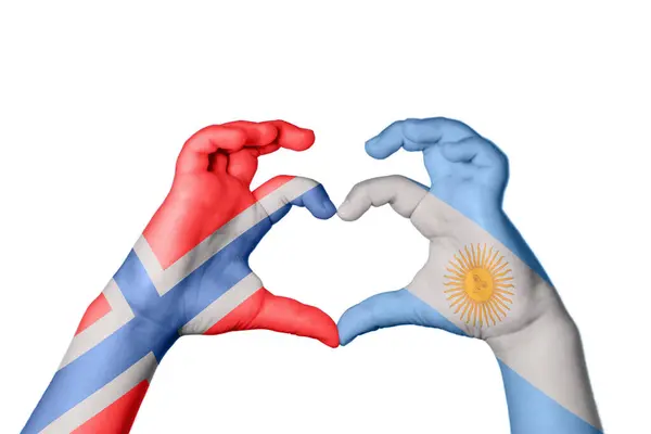 Norsko Argentina Srdce Ruční Gesto Dělat Srdce Ořezávání Stezka — Stock fotografie