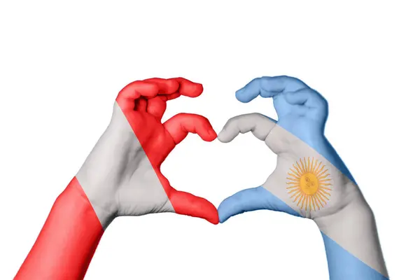 Перу Аргентина Сердце Жест Делающий Сердце Отрезающий Путь — стоковое фото