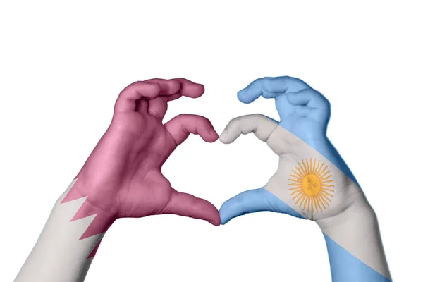 Qatar Argentina Corazón Hacer Gestos Corazón Recortar Camino — Foto de Stock