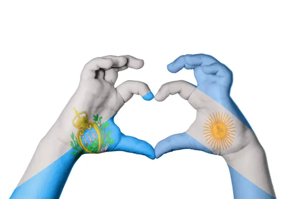 San Marino Argentina Heart Gerakan Tangan Membuat Hati Jalan Clipping — Stok Foto