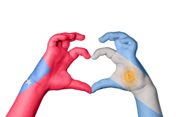 Самоа Аргентина Серце Жест Рук Робить Серце Відсічний Контур — стокове фото