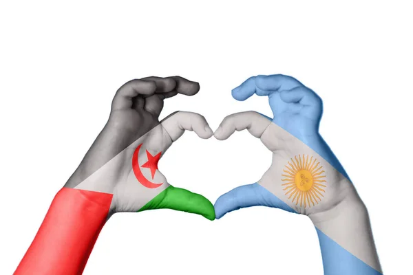Sahrawi Αραβική Λαϊκή Δημοκρατία Της Αργεντινής Καρδιά Χέρι Χειρονομία Κάνοντας — Φωτογραφία Αρχείου