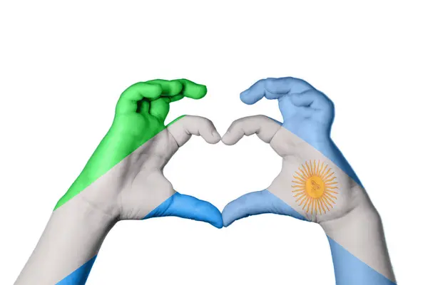 Sierra Leone Argentina Heart Hand Gesture Making Heart Clipping Path — Stock Photo, Image
