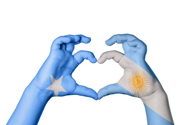 소말리아 아르헨티나 심장을 만드는 제스처 클리핑 — 스톡 사진