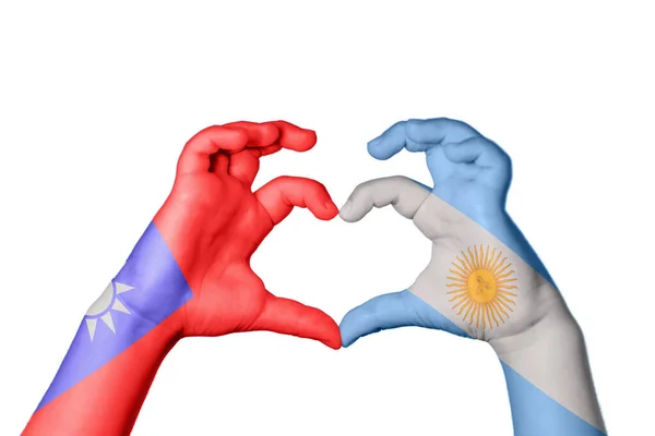 Tchaj Wan Argentina Srdce Ruční Gesto Dělat Srdce Ořezávání Stezka — Stock fotografie