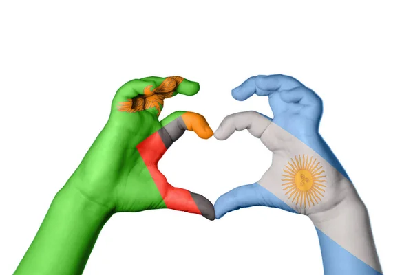 Замбия Аргентина Сердце Жест Руки Делает Сердце Клиппинг Путь — стоковое фото