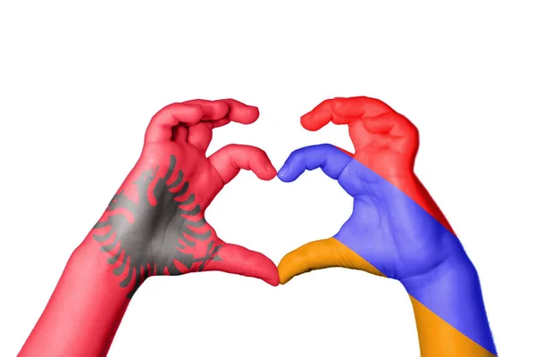 Albania Armenia Heart Hand Gesture Making Heart Clipping Path — Stock Photo, Image
