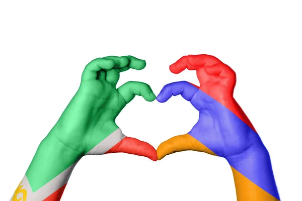 Chechnya Armenia Heart Hand Gesture Making Heart Clipping Path — Stock Photo, Image