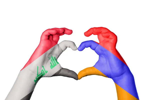 伊拉克Armenia Heart Hand Gesture Making Heart Clipping Path — 图库照片