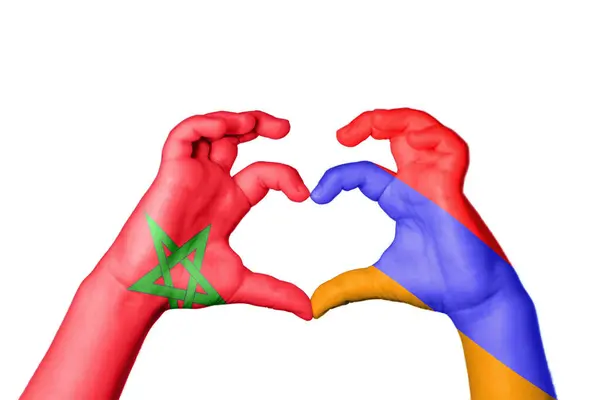 Marocko Armenien Hjärta Hand Gest Att Göra Hjärta Klippa Vägen — Stockfoto