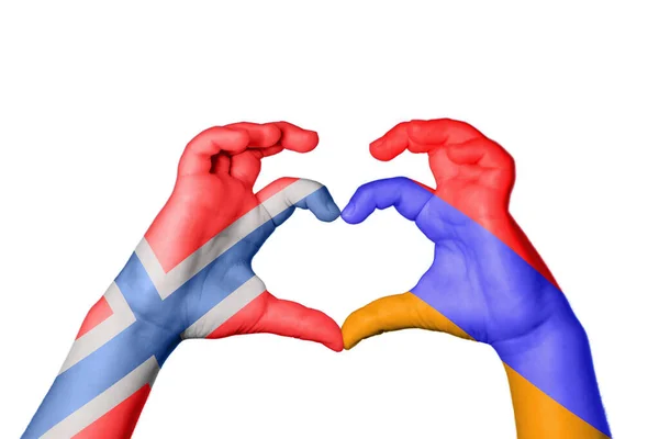 Noruega Arménia Coração Gesto Mão Fazendo Coração Clipping Path — Fotografia de Stock