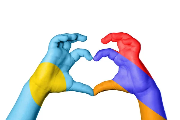 Palau Armenia Heart Hand Gesture Making Heart Clipping Path — Stock Photo, Image
