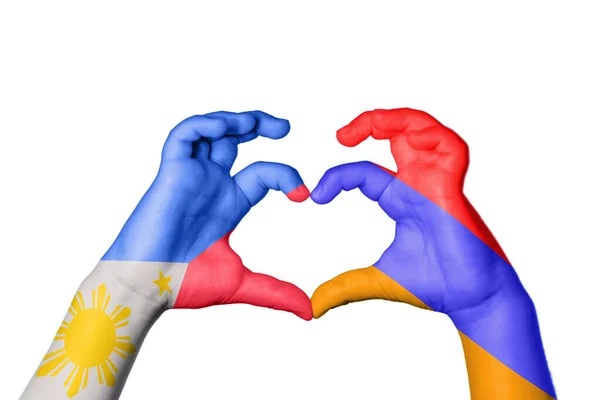 Filipíny Arménie Srdce Ruční Gesto Srdce Ořezávání Stezka — Stock fotografie