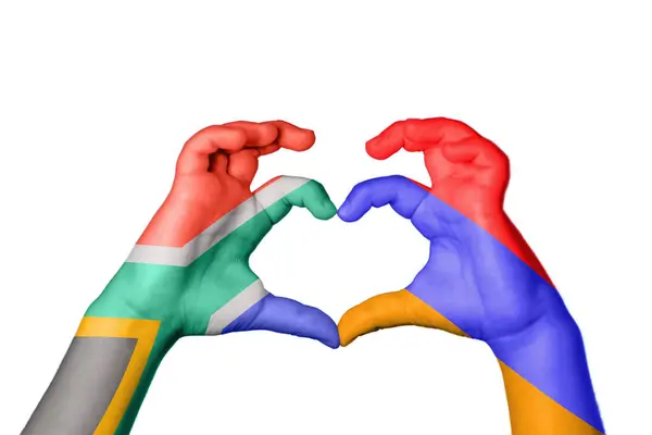 Νότια Αφρική Αρμενία Καρδιά Χειρονομία Χέρι Κάνοντας Καρδιά Ψαλιδίζοντας Διαδρομή — Φωτογραφία Αρχείου