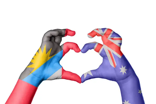 Antigua Barbuda Australië Hart Hand Gebaar Maken Hart Knippen Pad — Stockfoto