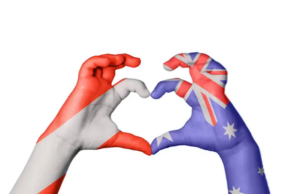 Oostenrijk Australië Hart Hand Gebaar Maken Hart Knippad — Stockfoto